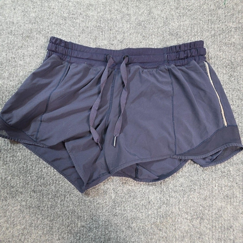 Lululemon Shorts Womens 4 Blue Lined Running Drawstring Waist Zip Pocket